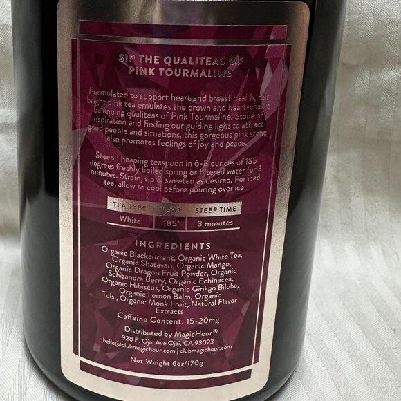 NEW! MAGIC HOUR PINK TOURMALINE TEA IN VIOLET GLASS APOTHECARY JAR 60-75 CUPS - Picture 7 of 7